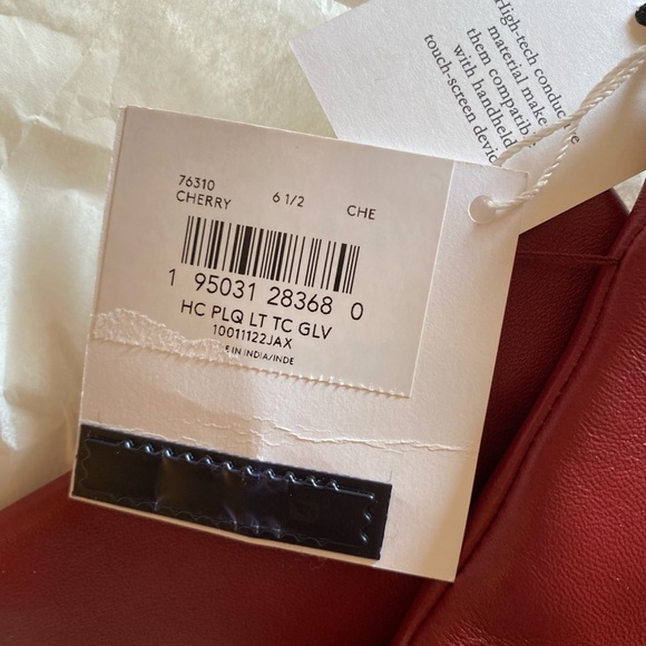 NWT Coach Cherry Leather Wool Lined Gloves - Picture 3 of 5